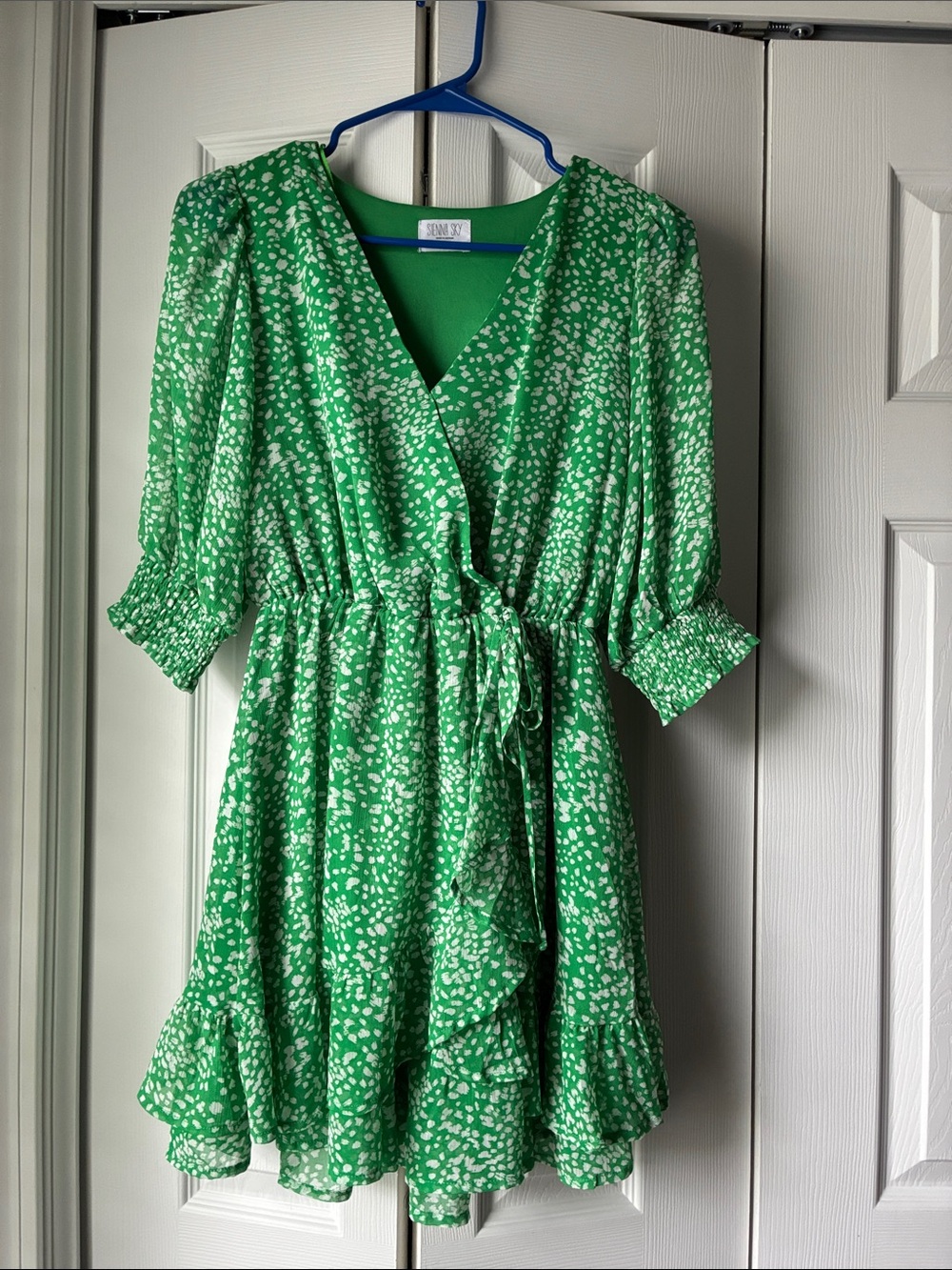 Sienna Sky Green Dress with Yellow and Blue Accents